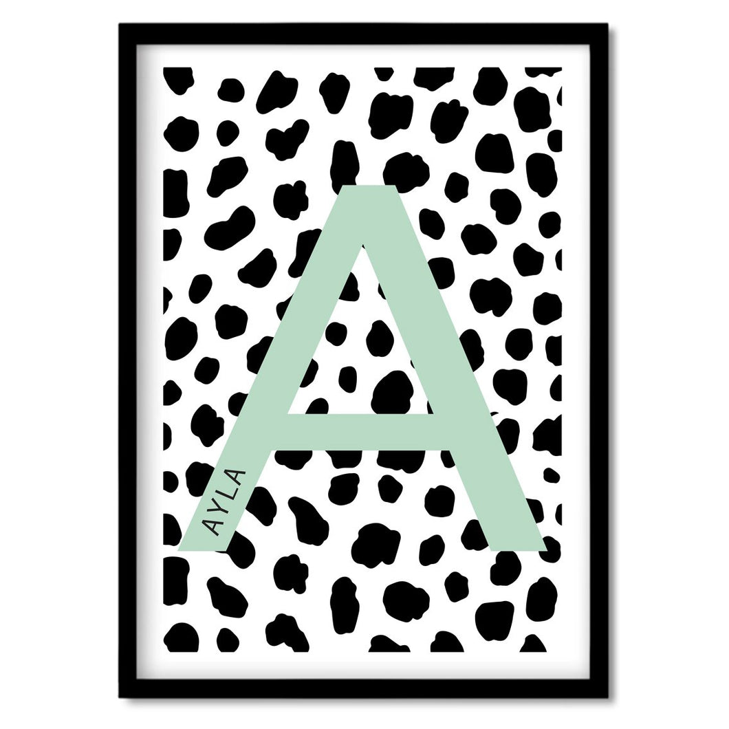Personalised Mint Green Dalmatian Nursery Print - Wall Art