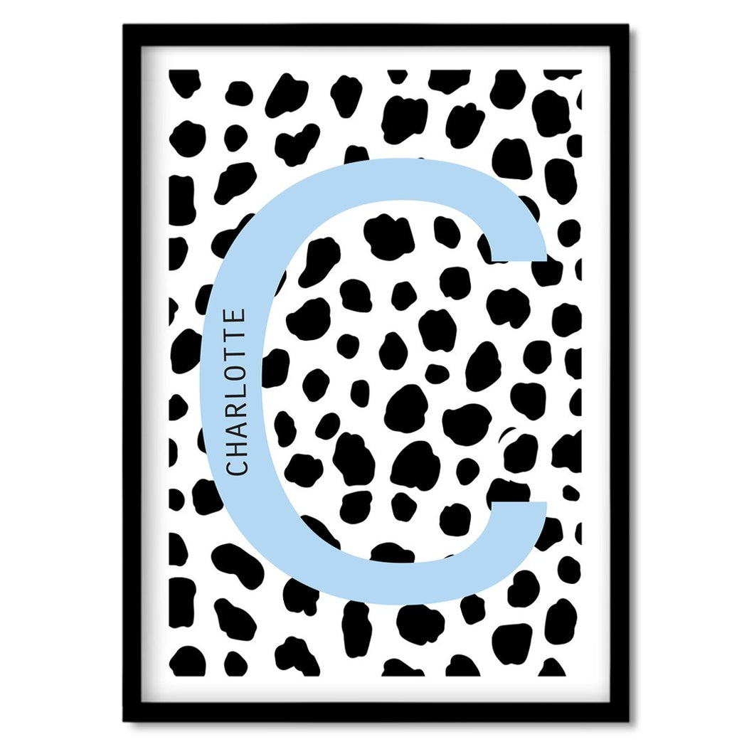 Personalised Blue Dalmatian Nursery Print - Wall Art