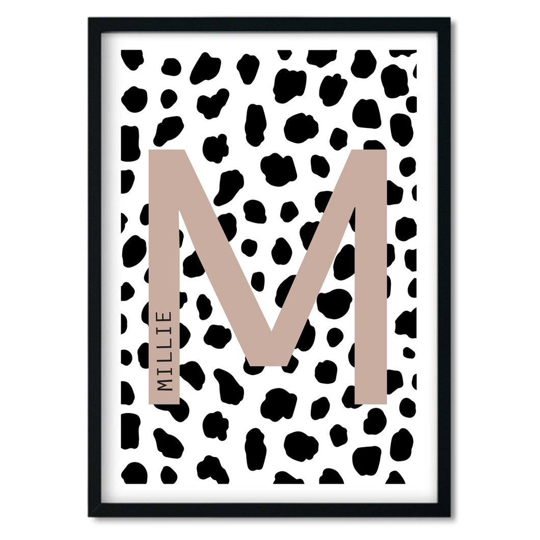 Personalised Beige Dalmatian Nursery Print - Wall Art