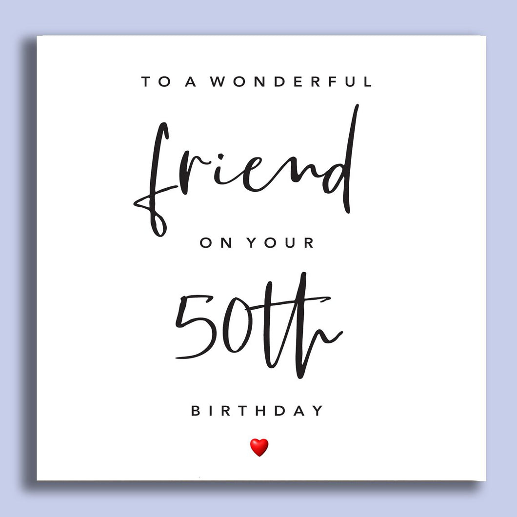 Fifty! Wonderful Birthday Friend- Milestone