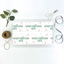 Load image into Gallery viewer, Candy Cane Christmas Pink Wrapping Paper | Personalised Christmas Wrap | Festive Christmas Paper | Fun Christmas Gift Wrap, Xmas Gift Wrap
