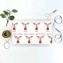 Load image into Gallery viewer, REINDEER Christmas Wrapping Paper | Personalised Christmas Wrap | Kids Christmas Paper | Fun Rudolf Christmas Gift Wrap, Xmas Gift Wrap

