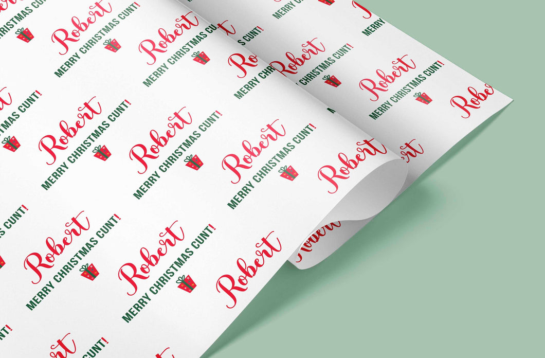 RUDE Christmas Paper | Merry Christmas Cunt Wrapping Paper | Personalised Christmas Wrap | Fun Christmas Gift Wrap | Xmas Gift Wrap