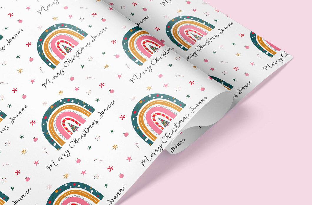 Festive Rainbow Christmas Gift Wrap | Christmas Wrapping Paper | Personalised Christmas Wrap | Fun Christmas Gift Wrap | Xmas Gift Wrap