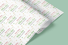 Load image into Gallery viewer, NICE LIST Christmas Wrapping Paper | Fun Personalised Christmas Gift Wrap | Children&#39;s Christmas Paper | Santa Claus Gift Wrap | Xmas Gifts
