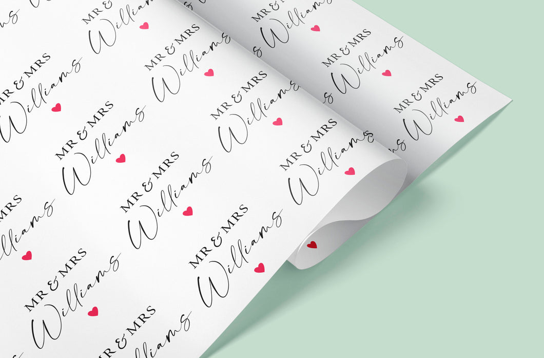 Personalised Gift Wrap Mr & Mrs